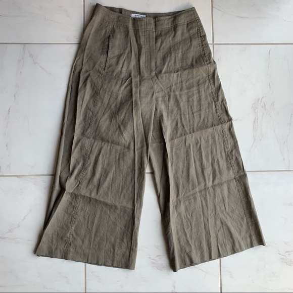 Aritzia Pants - Aritzia Babaton Halton Pant linen cropped wide leg trousers beige brown